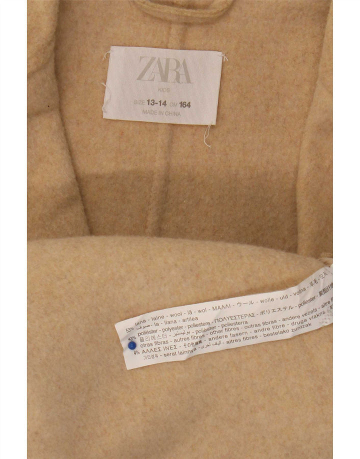 Zara Pige Dobbeltradet Frakke 13-14 År Beige Uld