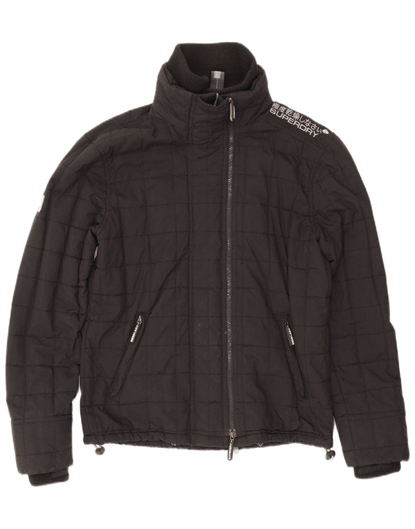 Superdry Dame Windcheater Grafisk Windbreaker Jacket UK 16 Large Black