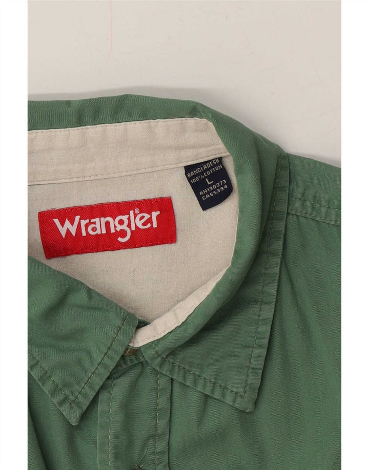 Wrangler Kortærmet Herreskjorte Stor Grøn Bomuld