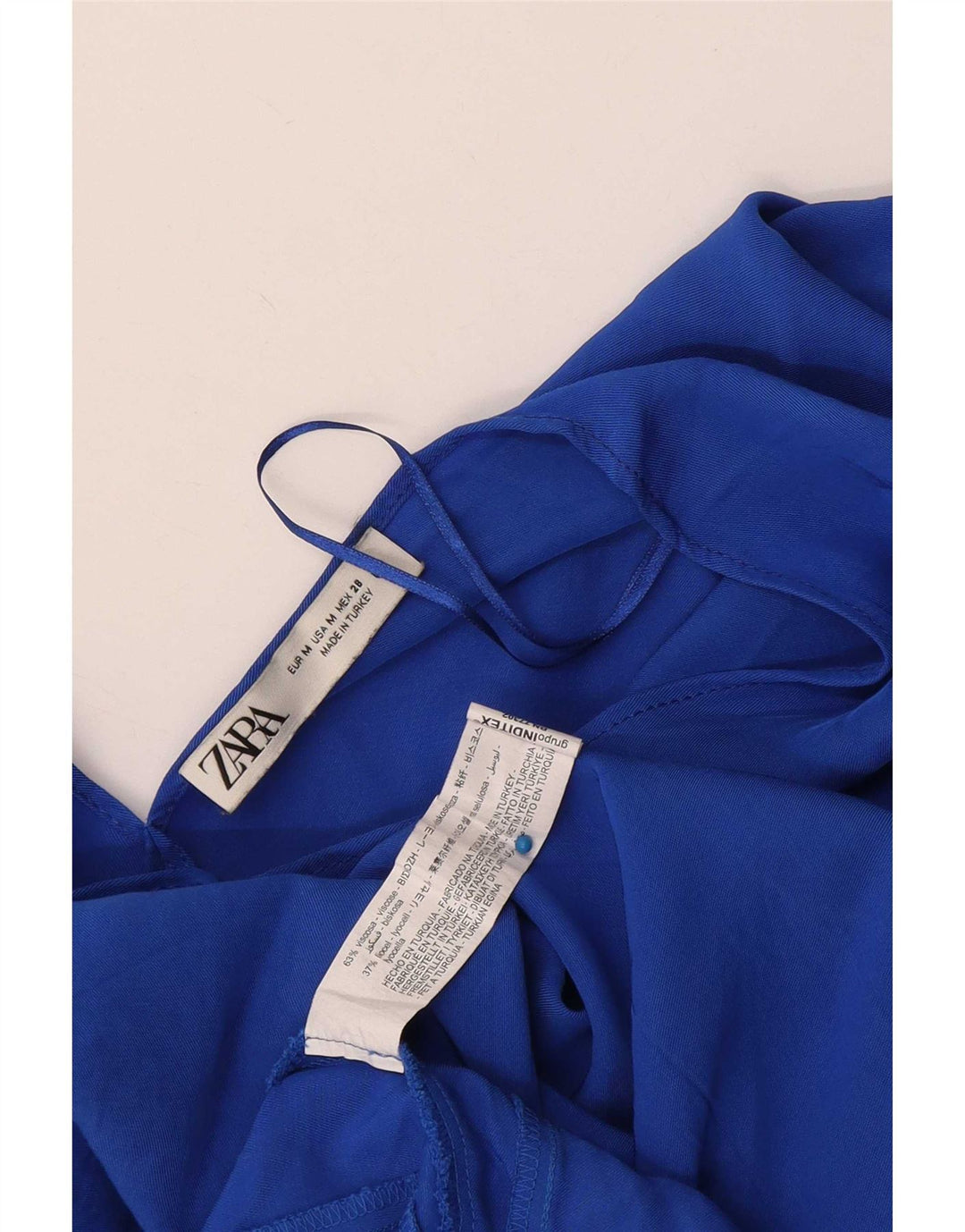 Zara Womens Oversized Crop Bluse Top UK 14 Medium Blue Viscose