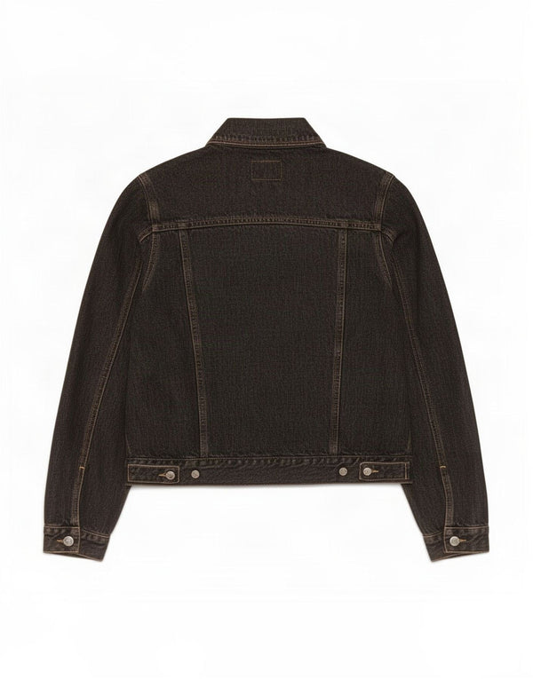 Calvin Klein Jeans Dame Crop Denim Jacket UK 14 Medium Sort Bomuld