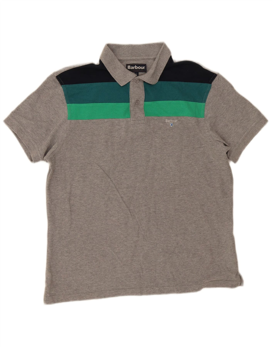 Barbour Polo Shirt til mænd Stor grå Colourblock Bomuld