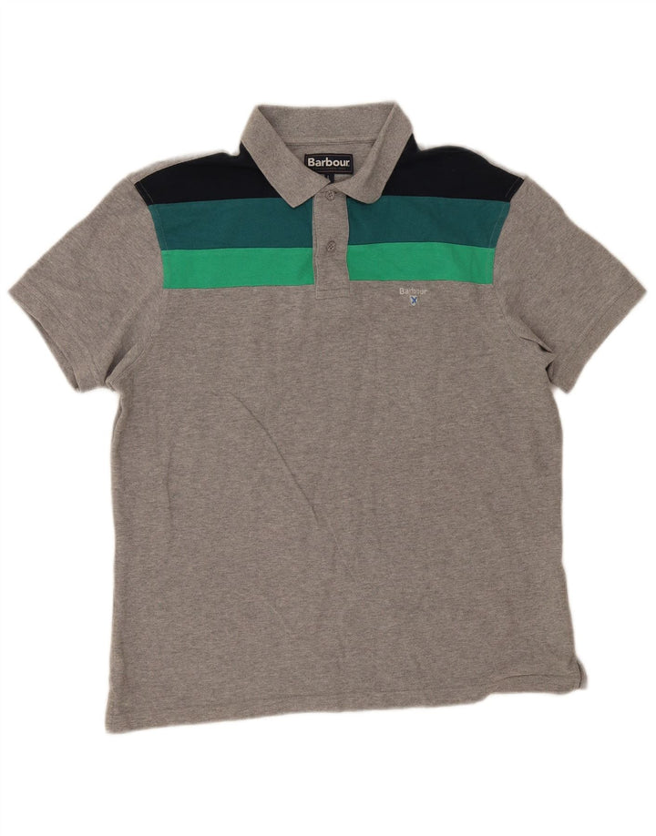 Barbour Polo Shirt til mænd Stor grå Colourblock Bomuld