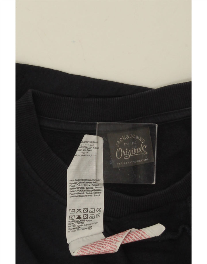 JACK & JONES Grafisk sweatshirt til mænd Stor marineblå bomuld