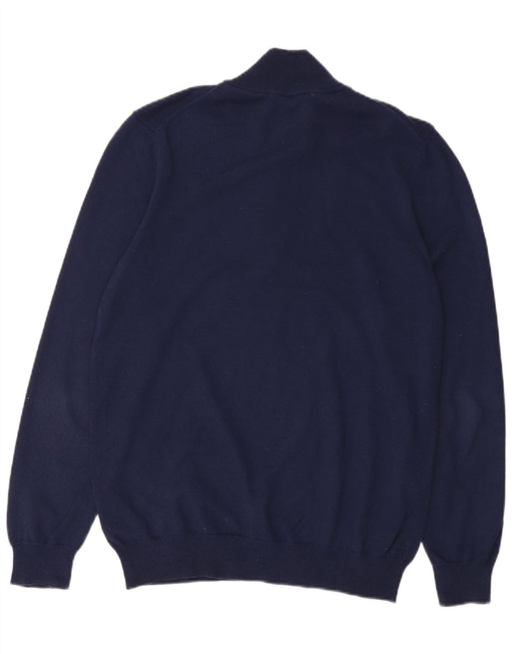 Lyle & Scott Herre sweater med lynlåshals mellem marineblå bomuld