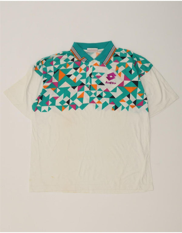 Lotto Mens Polo Shirt Large White Geometric
