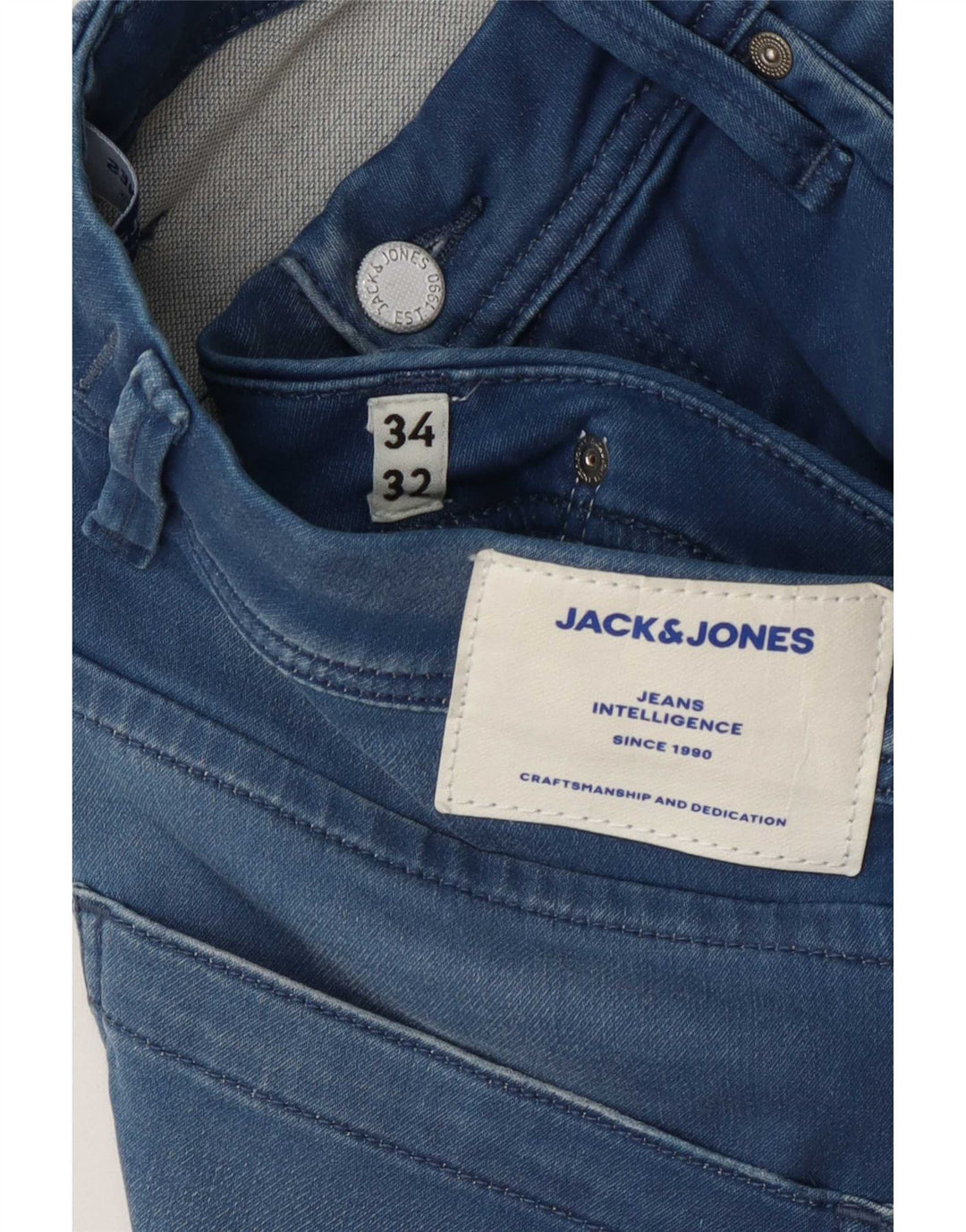 Jack & Jones Herre Tim Straight Jeans W34 L32 Blå