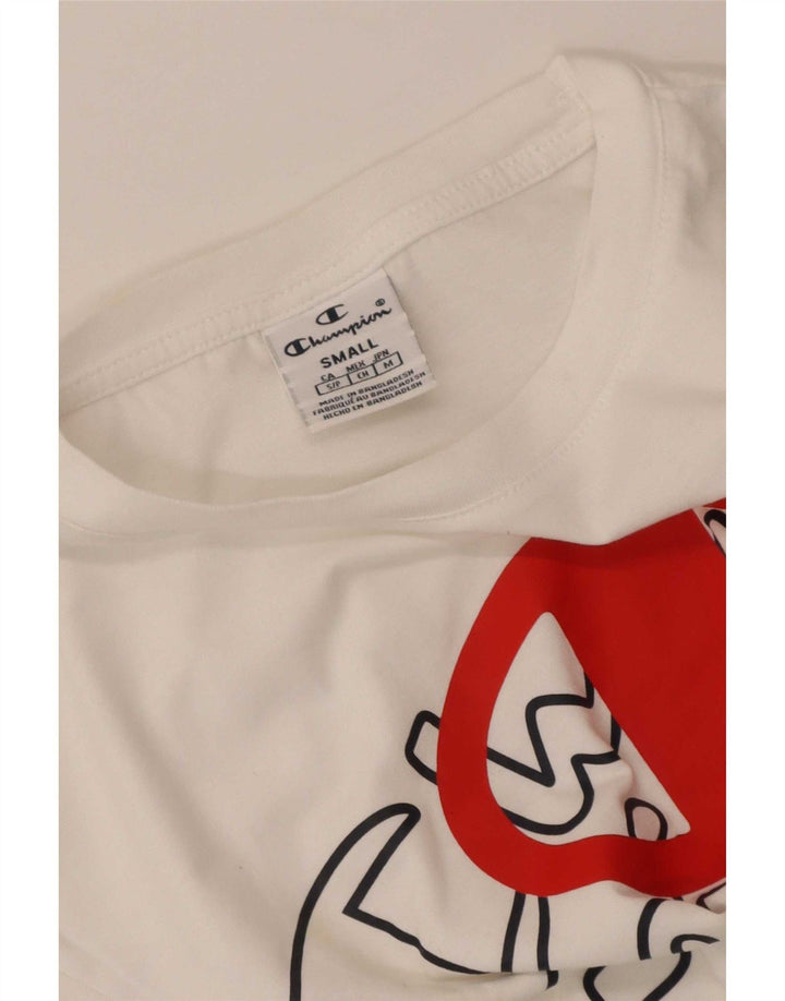 Champion Dame Grafisk T-Shirt Top UK 10 Small White