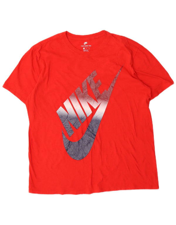 Nike Herre Athletic Cut Grafisk T-Shirt Top XL Rød Bomuld