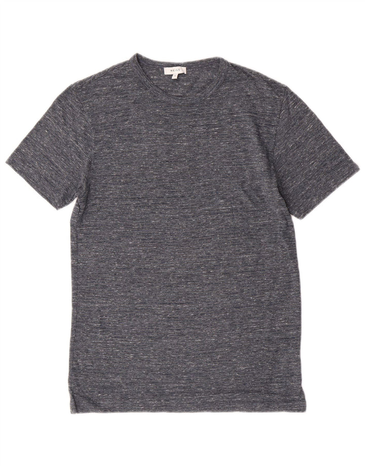 Reiss Herre T-Shirt Top Lille grå Flecked Polyester