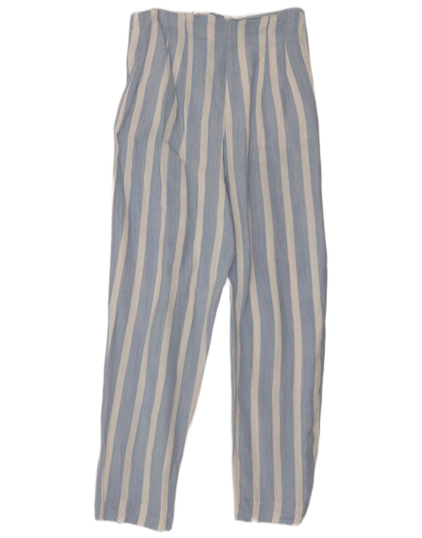 Zara Kvinder Højtaljede Slim Fit Cropped Bukser XS W24 L26 Blå Stribede