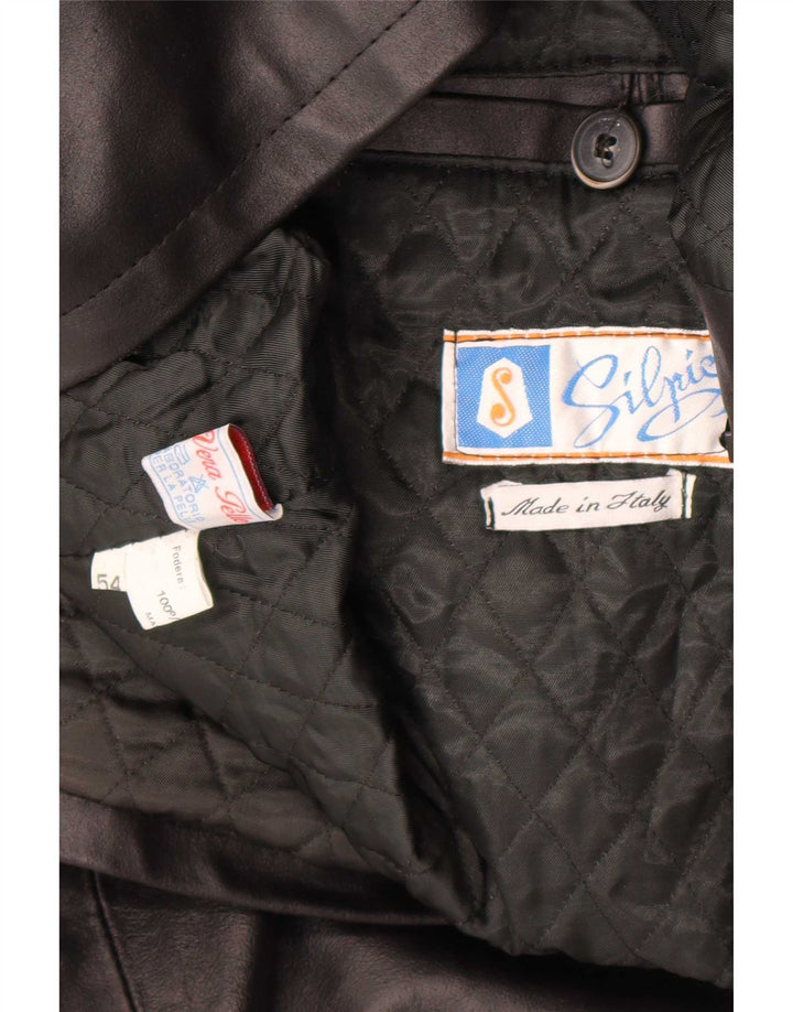Vintage Herre Læderjakke IT 54 2XL Sort Læder