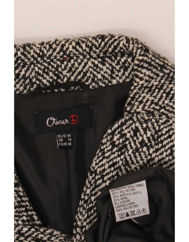 Oscar B Dame 3-knaps blazerjakke UK 18 XL Sort Chevron Polyester