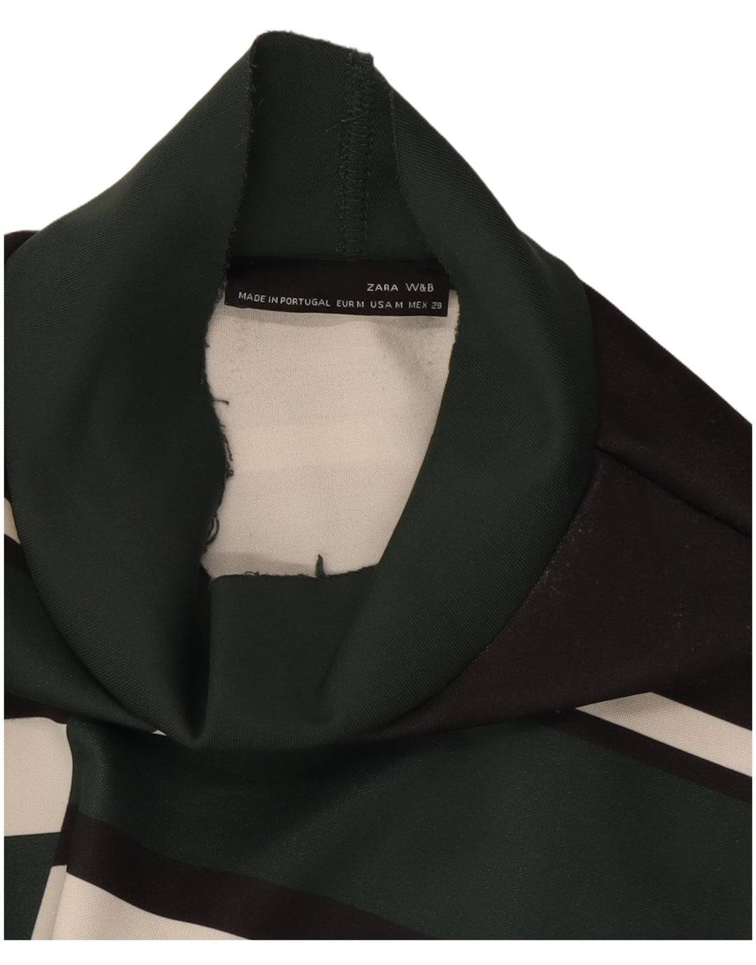 ZARA Womens Crop Top 3/4 ærme UK 12 Medium Green Colourblock