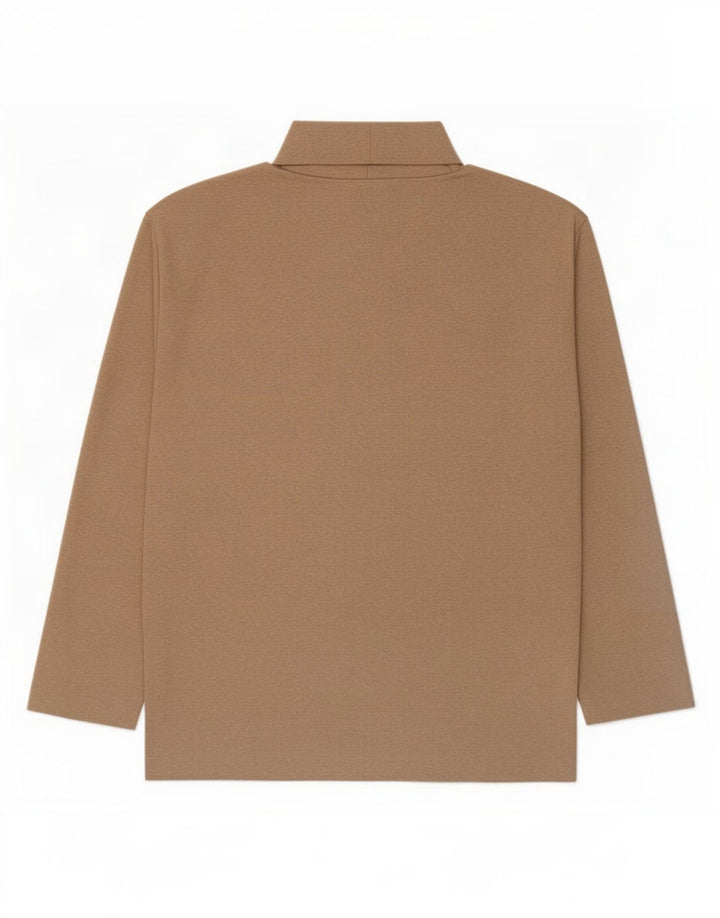 Zara Dame Top Langærmet UK 14 Medium Beige Polyester