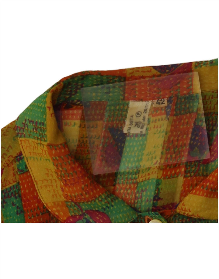 VINTAGE Dame Skjorte Bluse IT 42 Medium Flerfarvet Patchwork