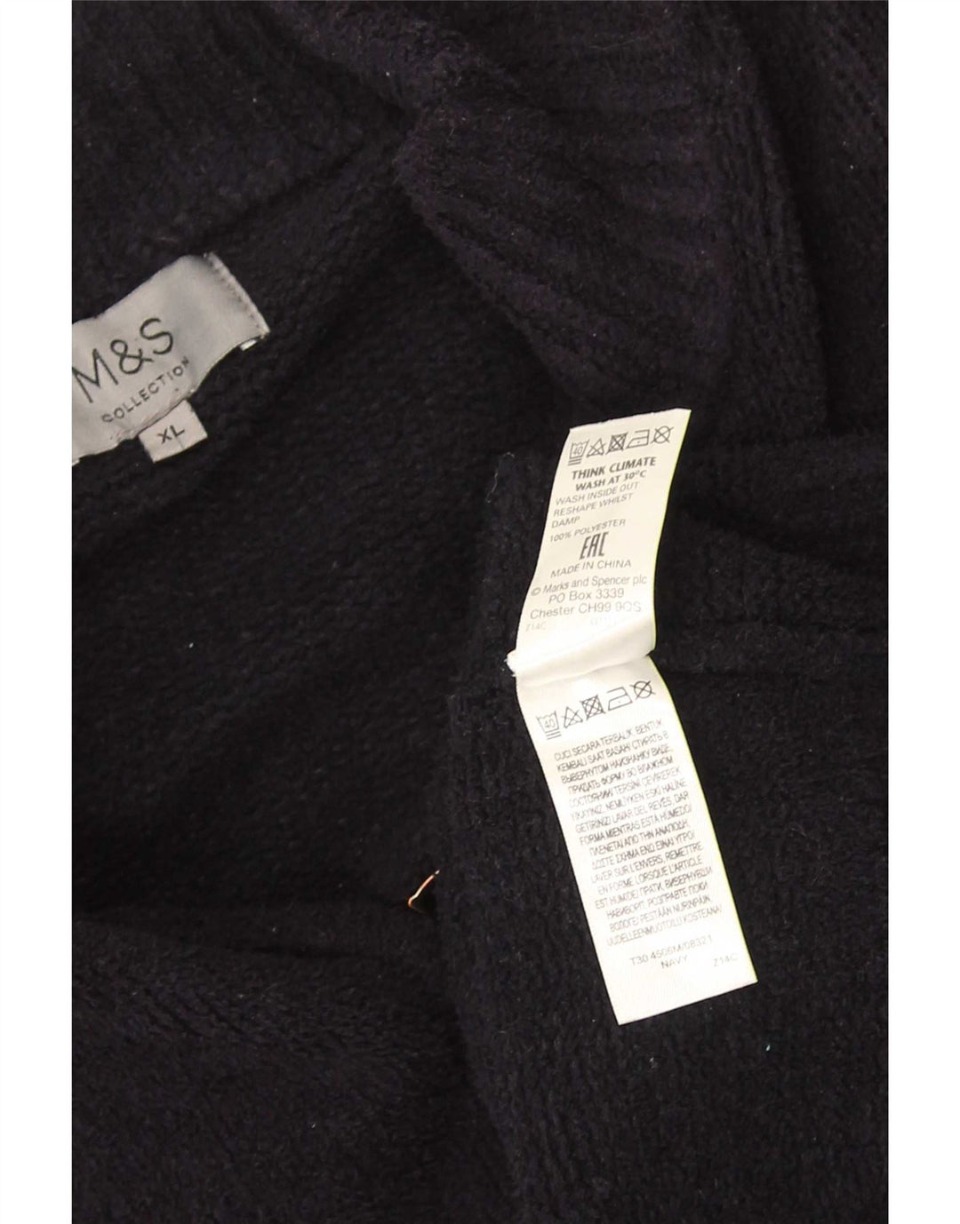 Marks & Spencer herre cardigan sweater XL marineblå polyester