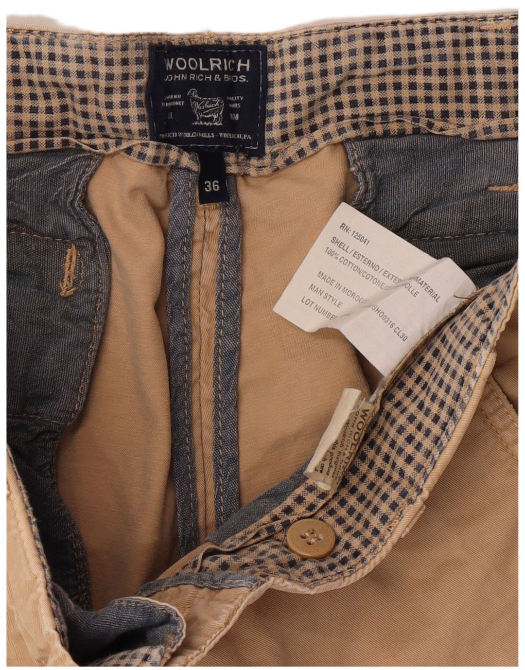 Woolrich Herre Casual Shorts W36 Stor Beige Bomuld