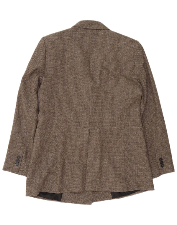 Zara Dame Dobbeltradet Blazer Jacket UK 16 Large Brown Houndstooth