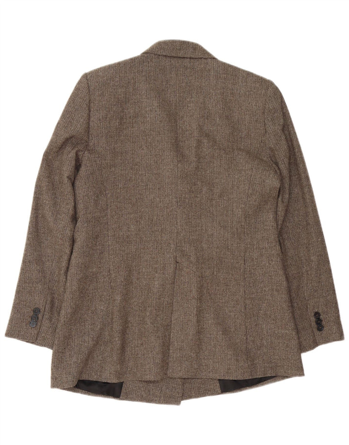 Zara Dame Dobbeltradet Blazer Jacket UK 16 Large Brown Houndstooth