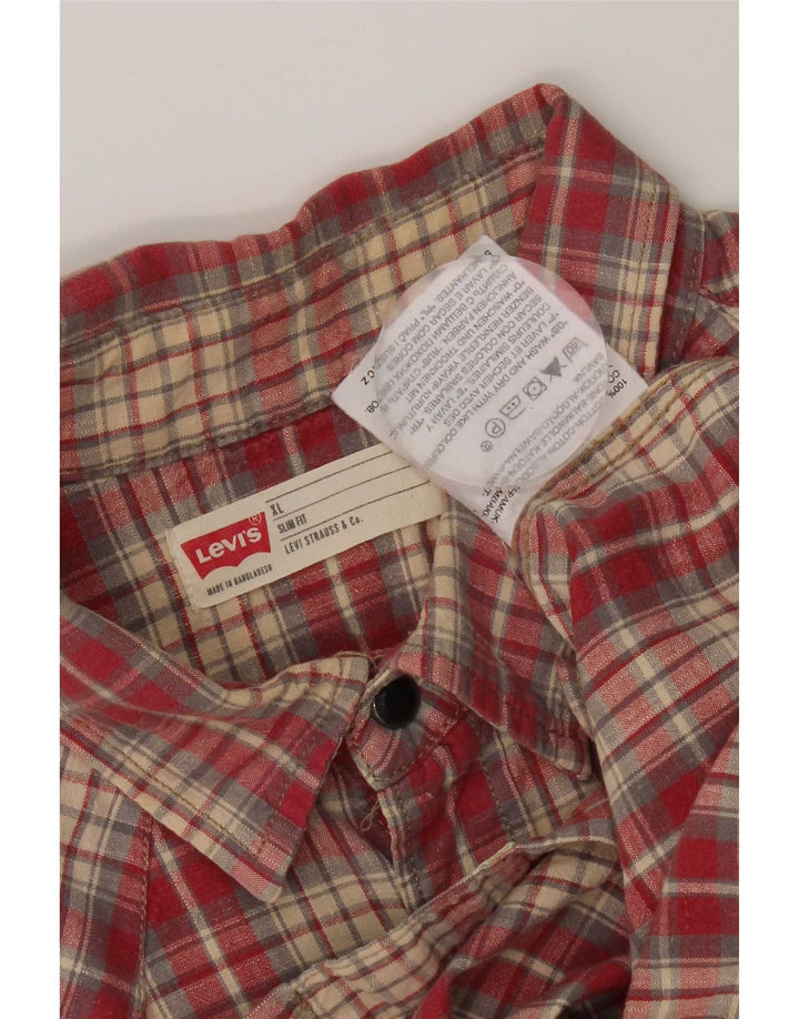 Levi's Western Slim Fit skjorte herre XL rød bomuld