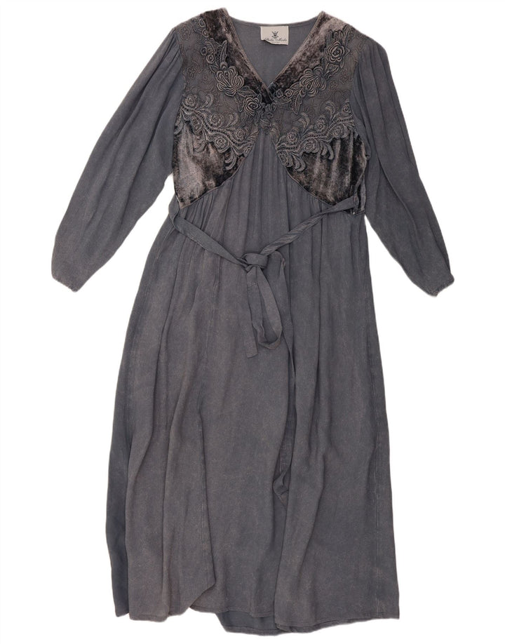 STELLA MODA Langærmet maxikjole til kvinder UK 12 Mellemgrå