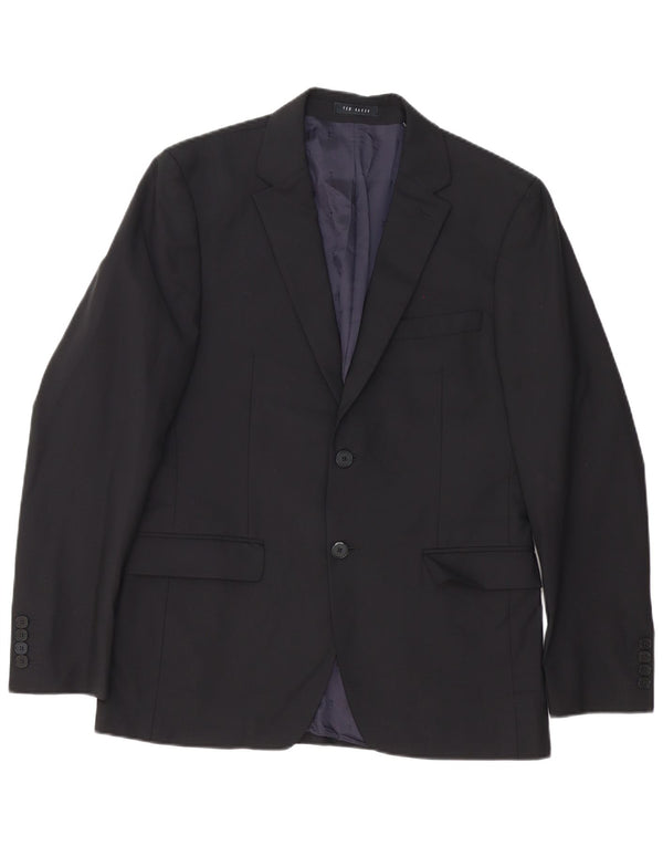 Ted Baker Herre 2-knaps Regular Fit Blazer-jakke UK 38 Medium Sort Bomuld