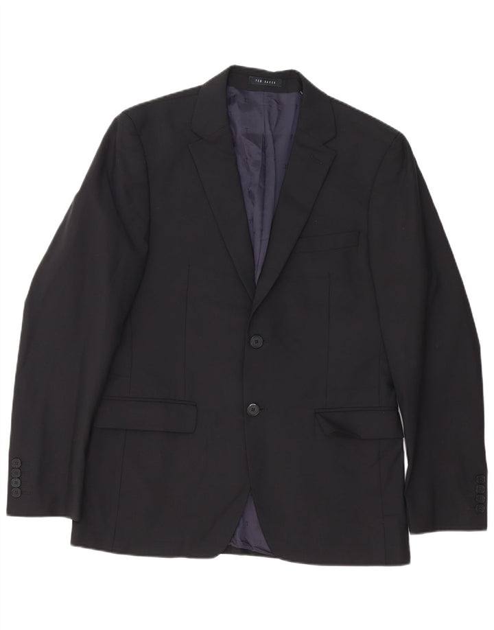 Ted Baker Herre 2-knaps Regular Fit Blazer-jakke UK 38 Medium Sort Bomuld