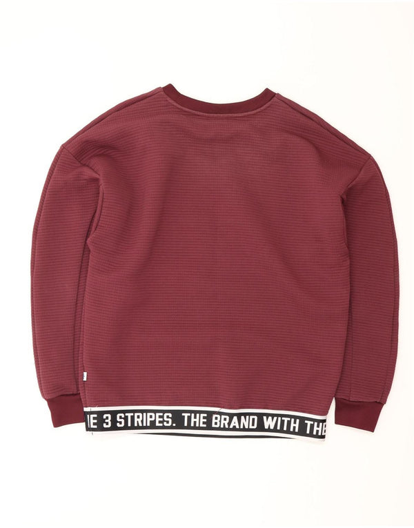 Adidas Womens Graphic Oversized Sweatshirt Jumper UK 6 XS Burgundy