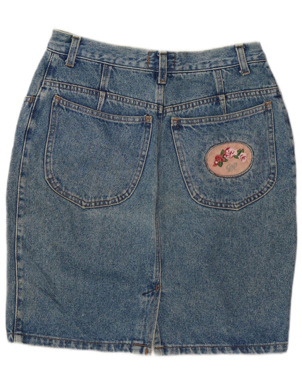 Vintage kvinders højtaljet denimnederdel IT 46 Large W30 Blue Cotton