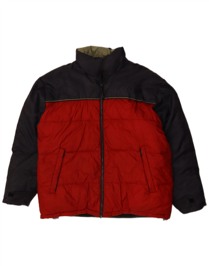 BLEND Herre Loose Fit grafisk polstret jakke UK 40 Stor rød farveblok