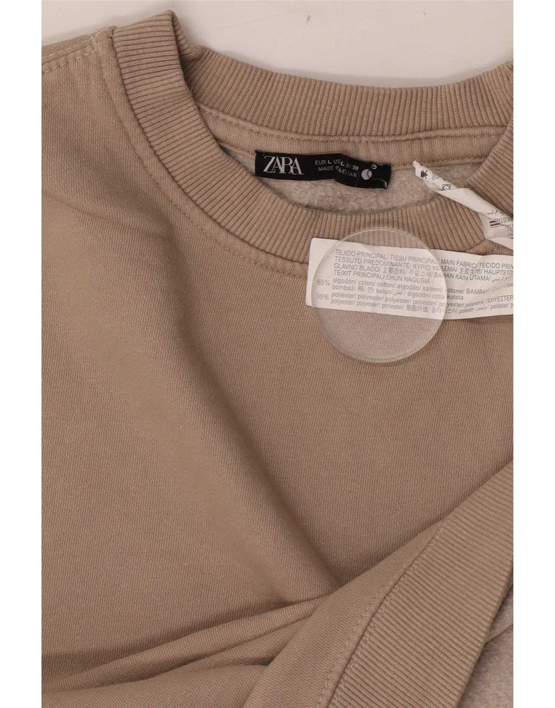 Zara Dame Sweatshirt Jumper UK 14 Stor Brun Bomuld