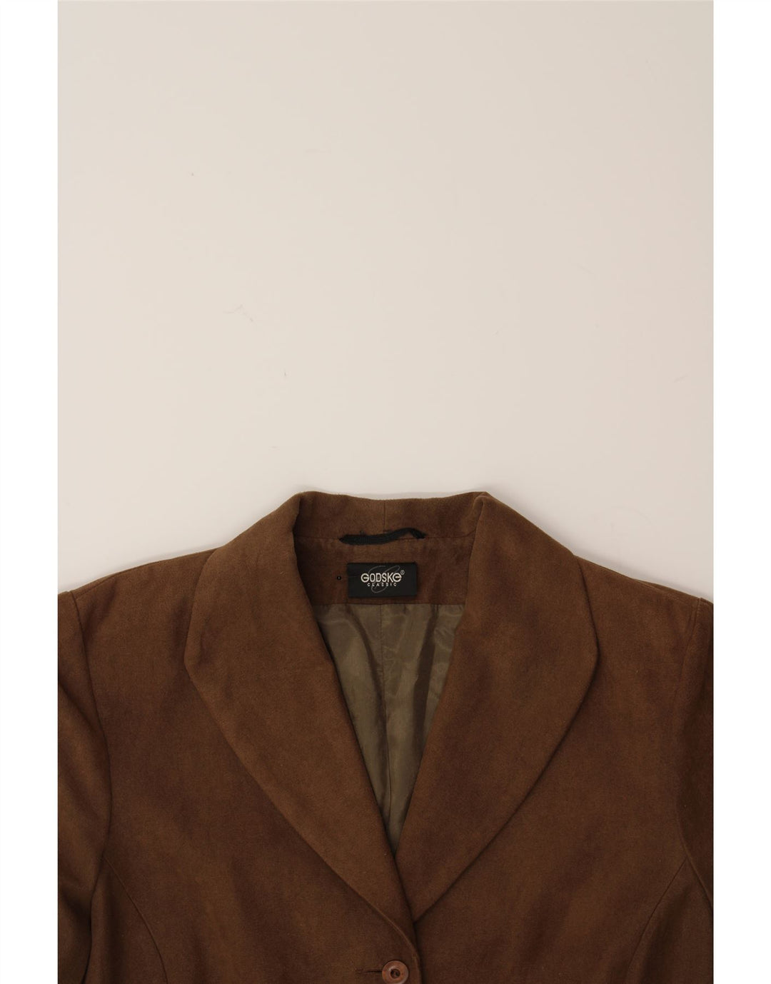 GODSKE Womens 4 Button Blazer Jacket UK 16 Large Brown Polyester Vintage Godske and Second-Hand Godske from Messina Hembry 