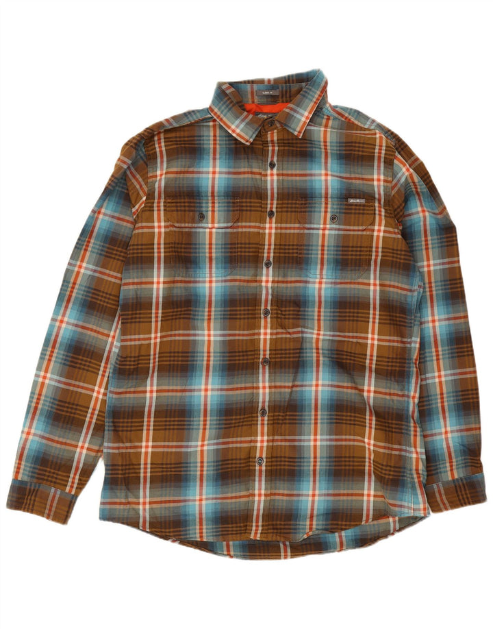 Eddie Bauer Herre høj Klassisk pasform flannelskjorte Stor brun ternet polyester