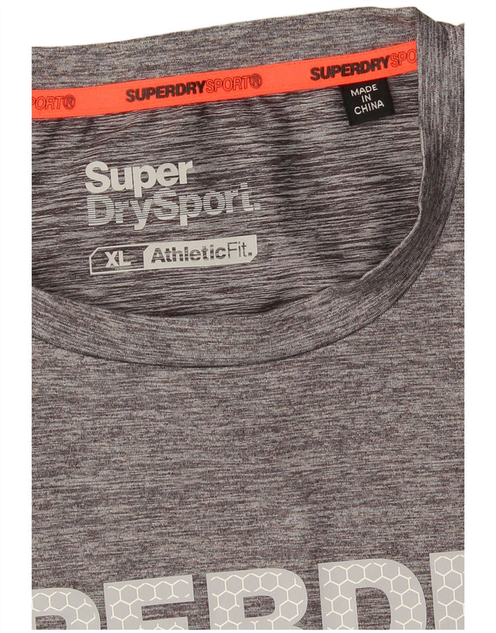 Superdry Herre grafisk T-shirt Top XL Grå Flecked