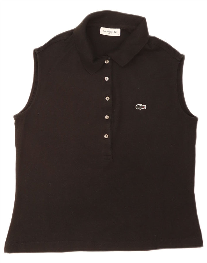Lacoste Dame Ærmeløs Slim Fit Polo Shirt Størrelse 40 Medium Sort