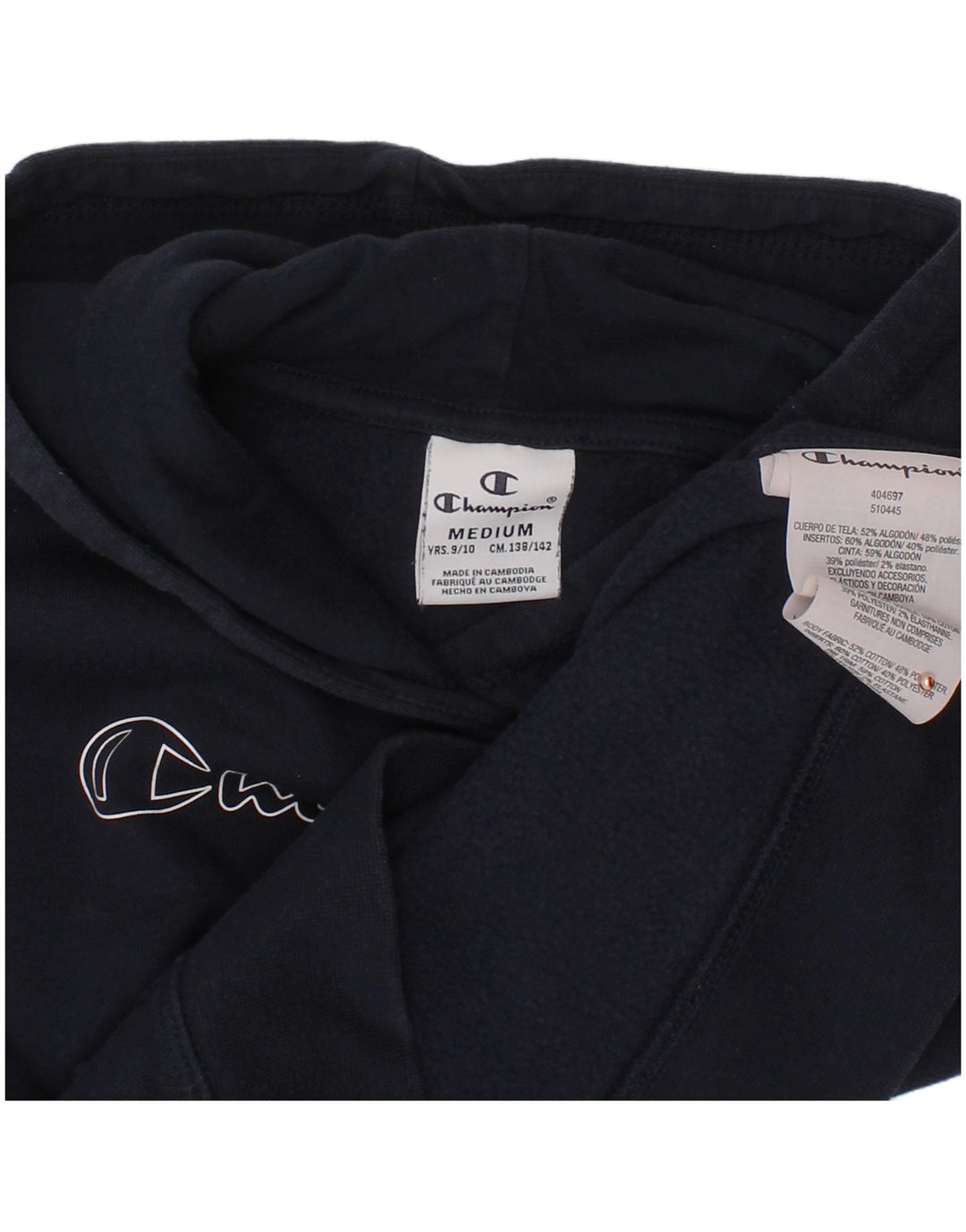 CHAMPION Grafisk hættetrøje til piger 9-10 år Mellem marineblå bomuld