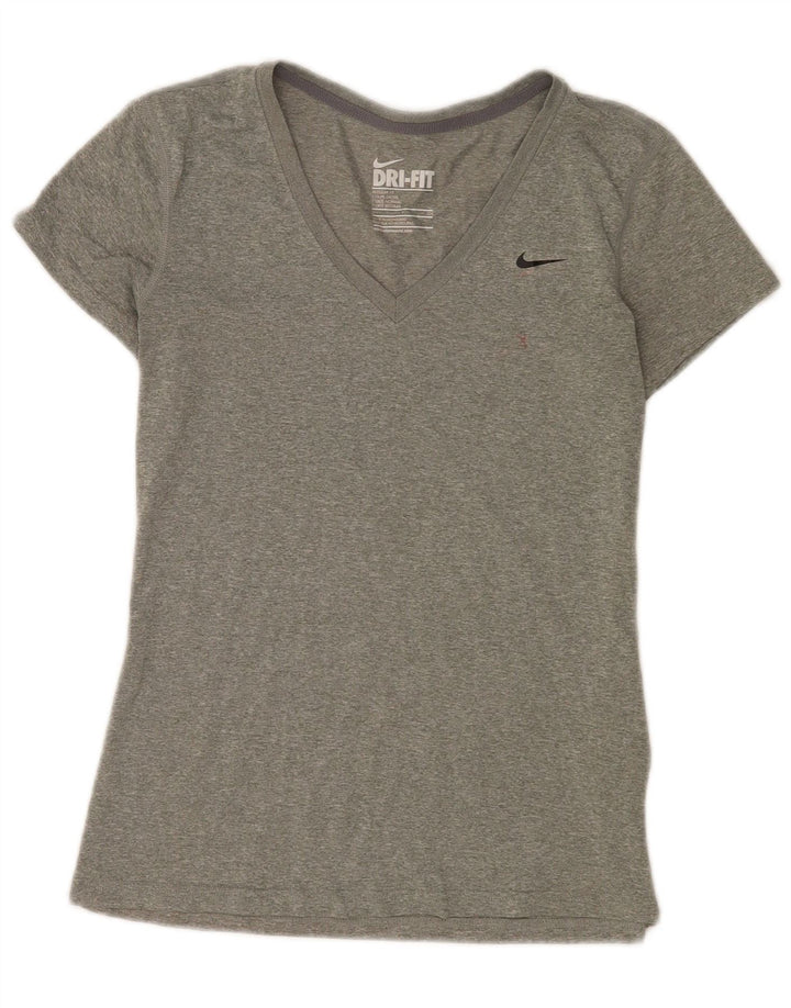 Nike T-Shirt Top UK 10 Small Grå Flecked Polyester