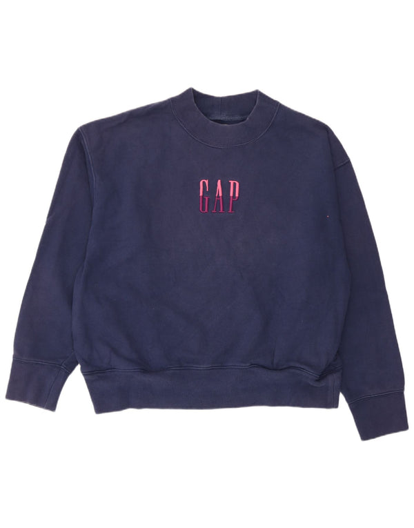 Gap Dame Grafisk Sweatshirt Jumper UK 16 Stor marineblå bomuld