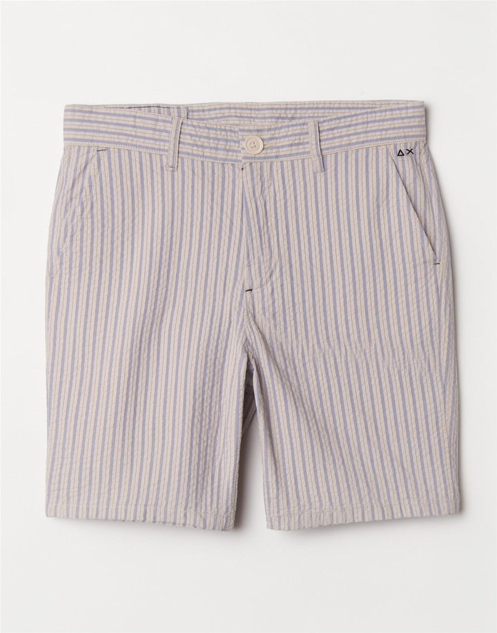 Sun68 Herre Chino Shorts W31 Mellem blå stribet bomuld