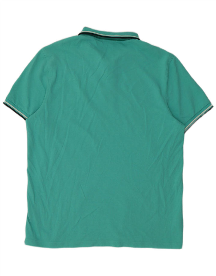 FRED PERRY Herre poloshirt XL turkis stribet bomuld