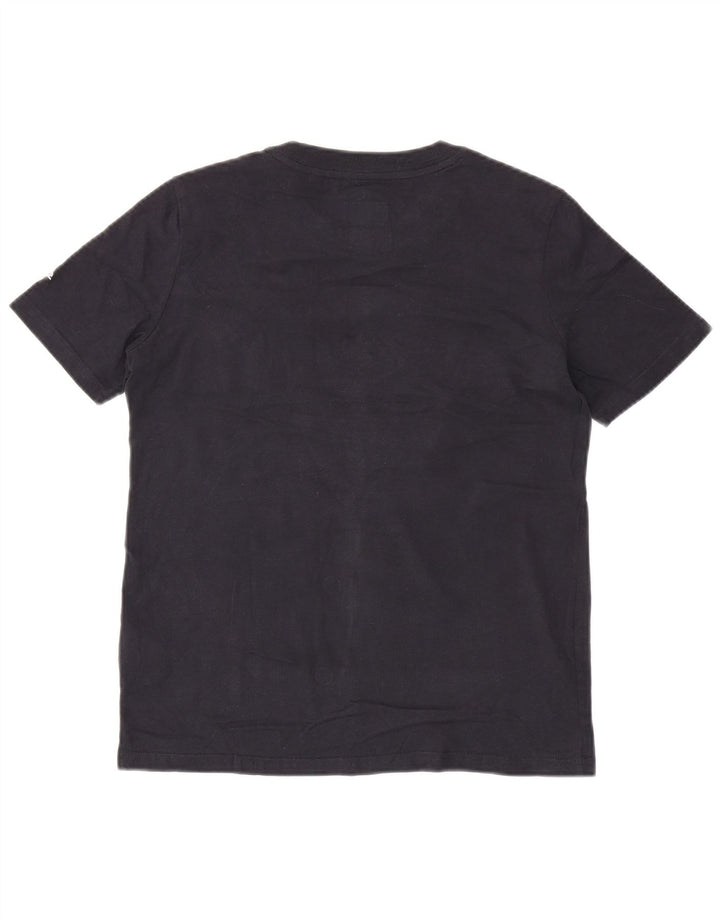 SUPERDRY Grafisk T-shirt top til kvinder UK 8 Lille marineblå bomuld