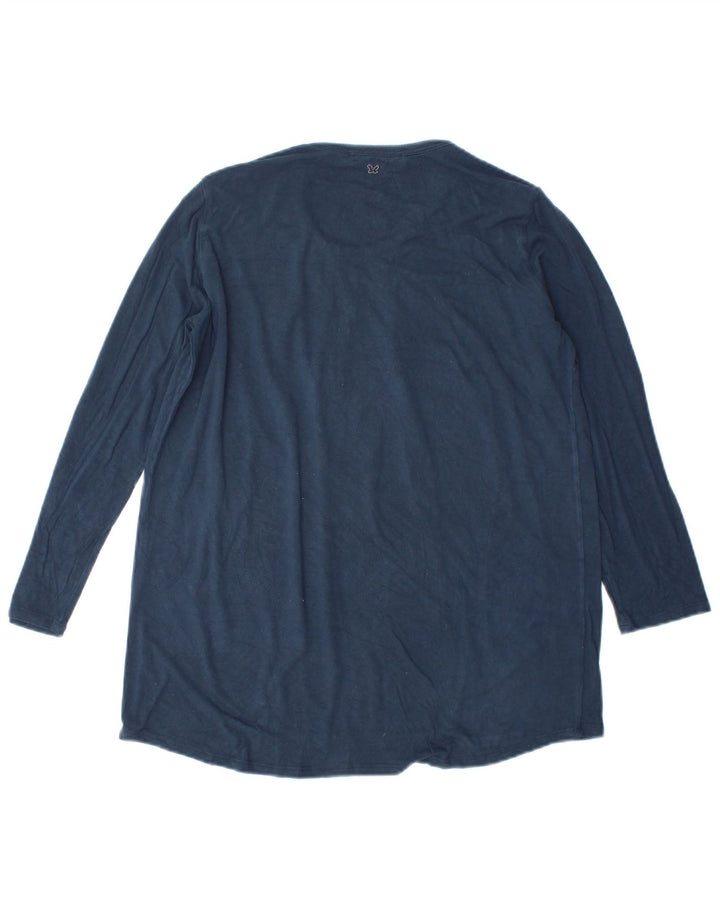 Max Mara Dame Weekend Top Langærmet UK 14 Medium Navy Blue Viscose
