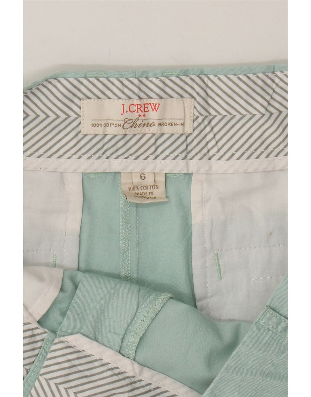 J. CREW Womens Broken In Chino Shorts US 6 Medium W32 Turquoise Cotton Vintage J. Crew and Second-Hand J. Crew from Messina Hembry 