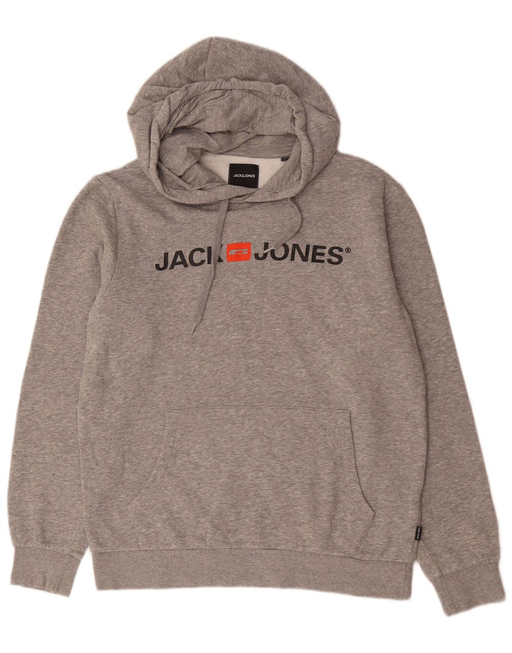 Jack & Jones Grafisk hættetrøje til mænd mellem grå flækket