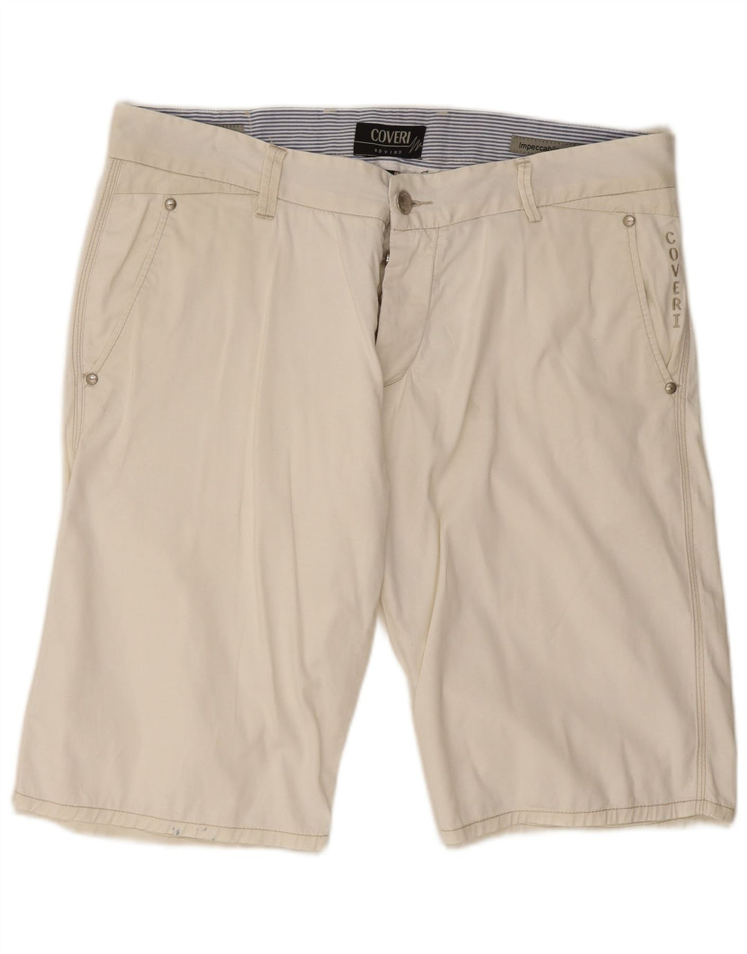 Coveri Herre Chino Shorts IT 52 XL W38 Hvid Elastan