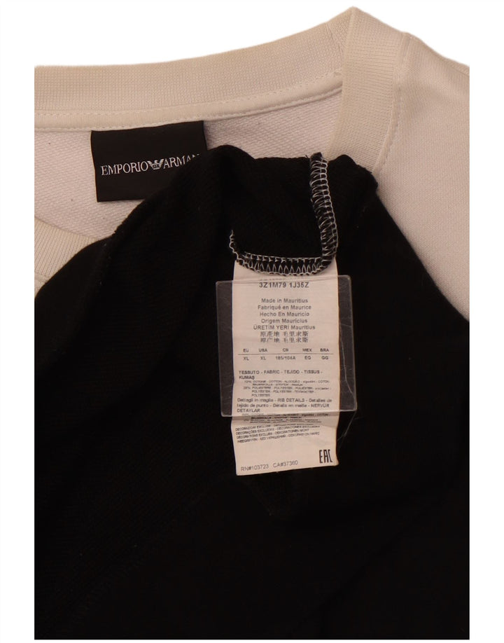 EMPORIO ARMANI Dame grafisk sweatshirt trøje UK 18 XL Sort Colourblock