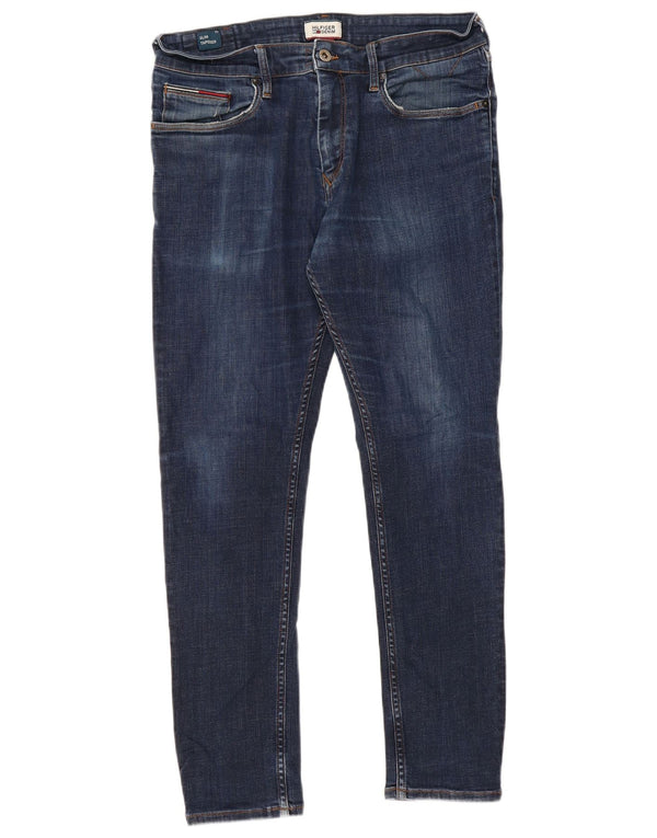 TOMMY HILFIGER Herre Slim Tapered Jeans W34 L30 Blå Bomuld