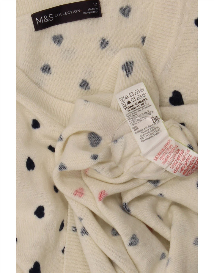 Marks & Spencer Dame Boat Neck Jumper Sweater UK 12 Medium White