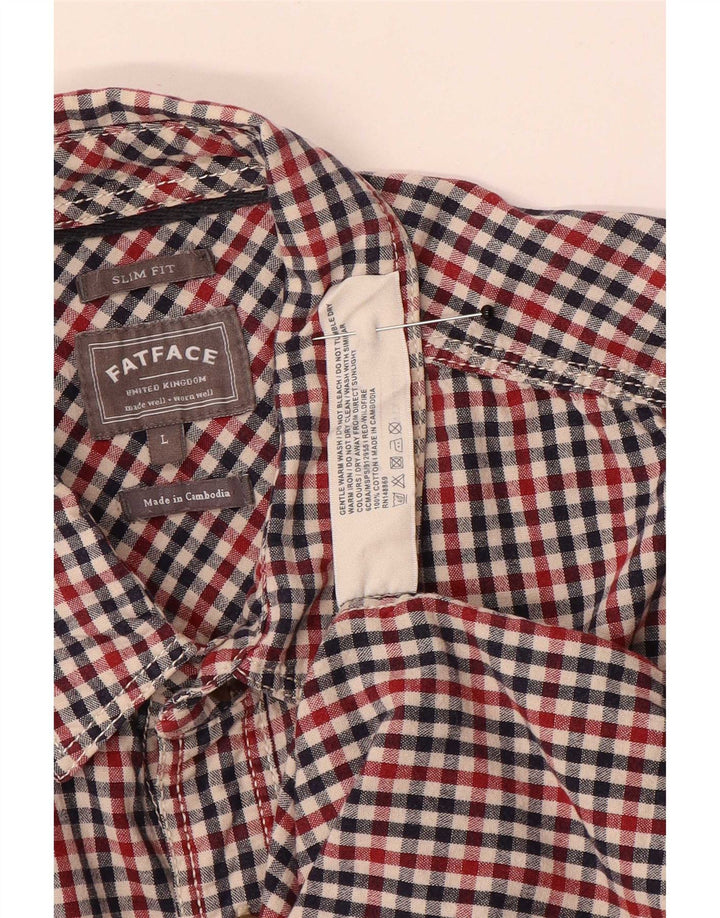Fat Face Herre Slim Fit-skjorte Stor flerfarvet Gingham Cotton